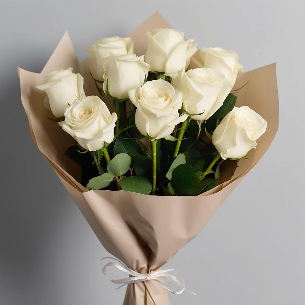 Букет 9 Белых роз Эдлесс Лав в Твери