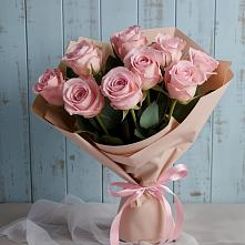 9 розовых роз в Твери Букет цветов из:  Розы в Твери