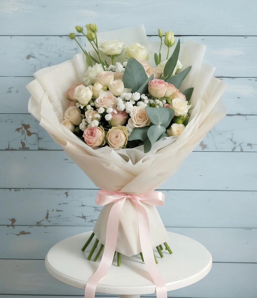 Букет цветов из: Розы и Лизиантусы в Твери